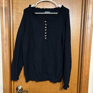 Warm, soft, ruffle neck and sleeve sweater